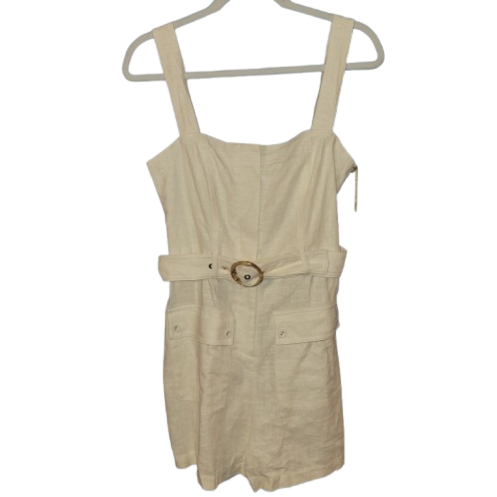 House of Harlow 1960 linen blend belted shorts romper